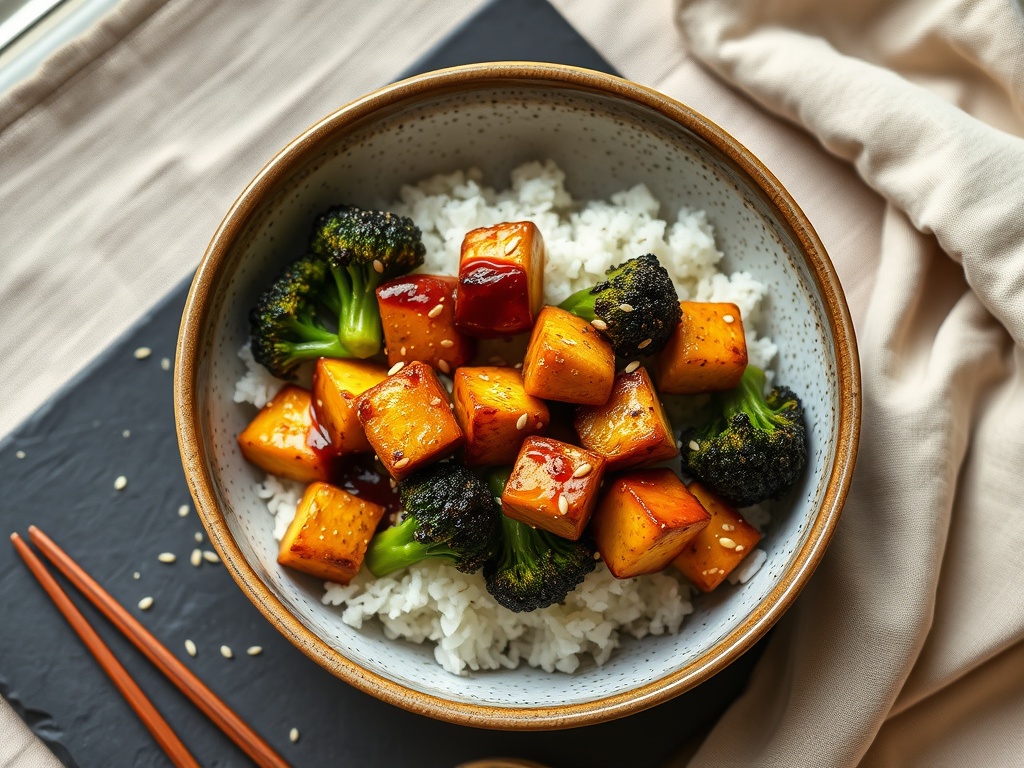 Crispy Sesame Tofu with Charred Broccoli