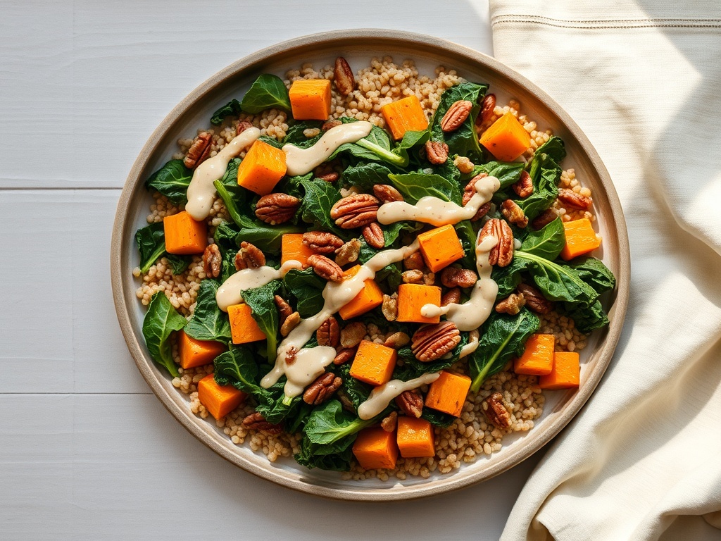 Warm Farro Salad with Roasted Squash and Tahini