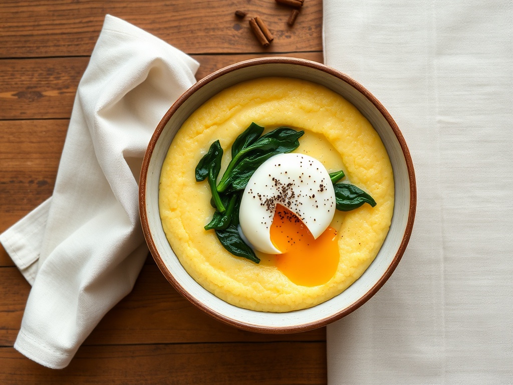 Parmesan Polenta with Spinach and Soft Eggs