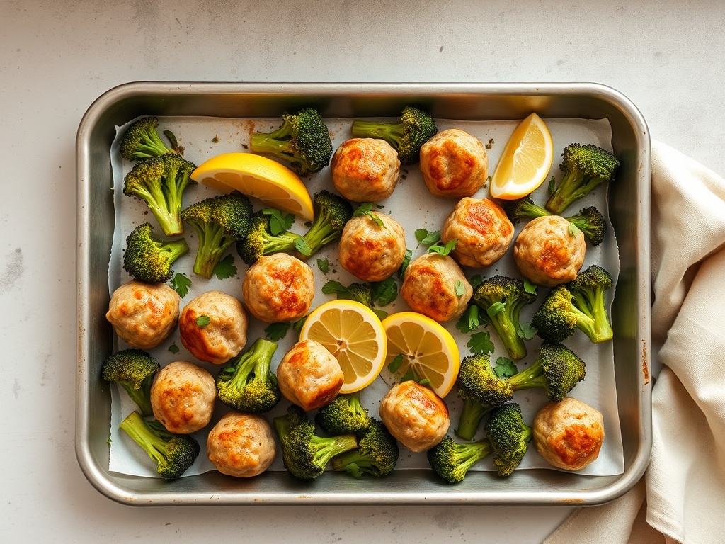 Sheet-Pan Turkey Meatballs with Broccoli and Lemon