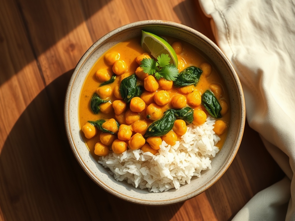 Slow-Cooker Coconut Chickpea and Spinach Curry